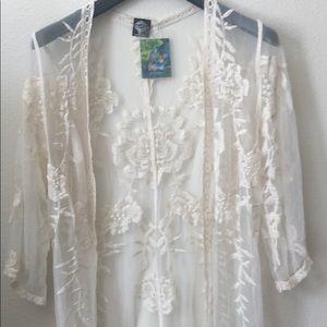 Lace, mesh Cardigan Crochet Floral Embroidery S.